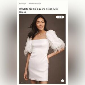 NWT Anthropologie BHLDN Nellie Square-Neck Mini Dress | Removable Sleeves